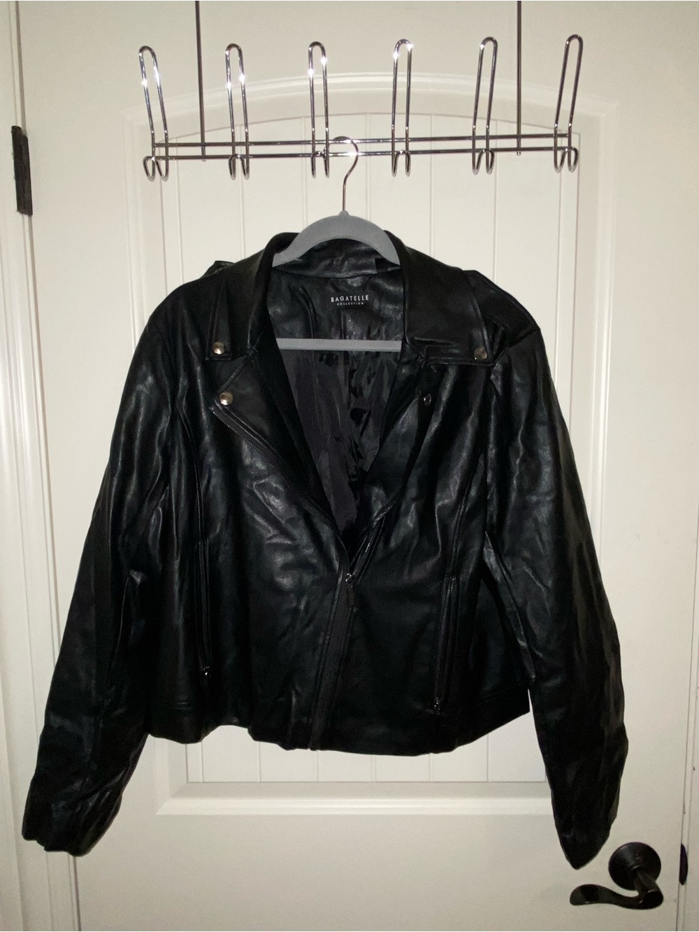 Black leather zip up jacket size L/ xl